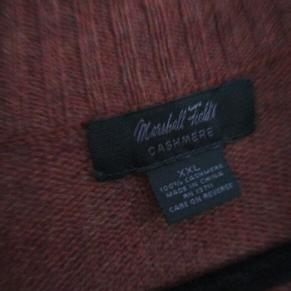 Vintage Marshall Field men’s thick 100%  cashmere 1/4 zip sweater XXL rust - Picture 2 of 3